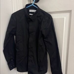 Boys Calvin Klein Slim Fit + Stretch Black Button-Up Shirt